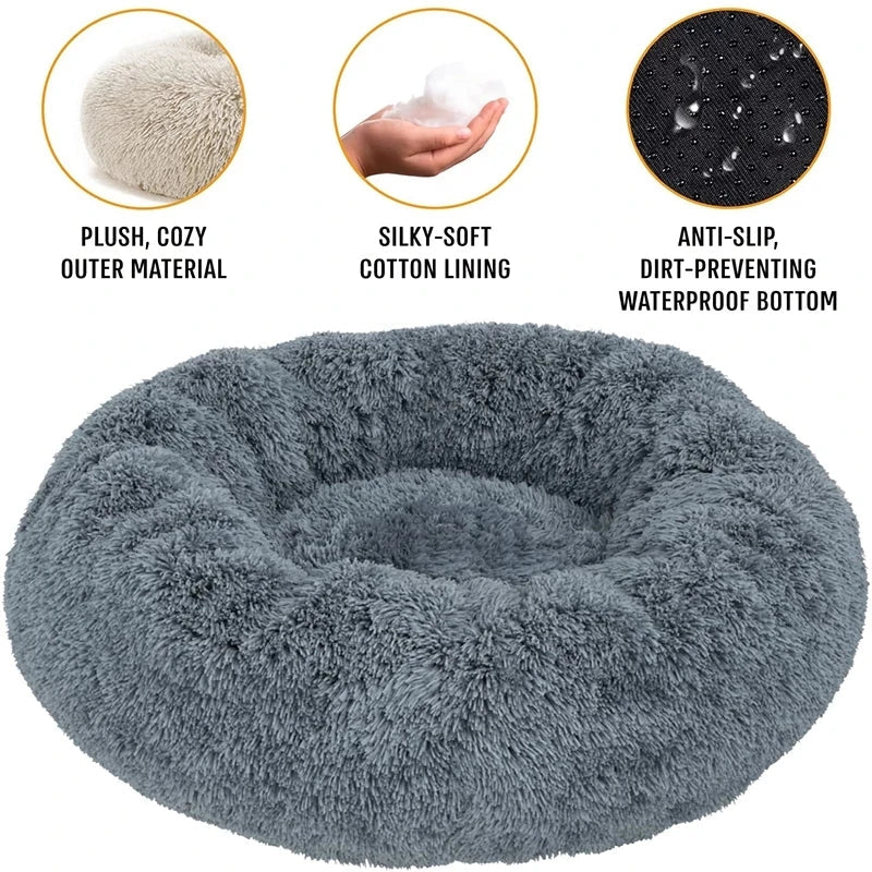 Lit rond pour animaux de compagnie, doux et chaud, tailles 40-90cm, idéal pour chien et chat - EcomStart