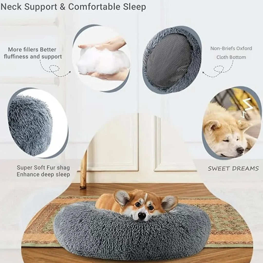 Lit rond pour animaux de compagnie, doux et chaud, tailles 40-90cm, idéal pour chien et chat - EcomStart
