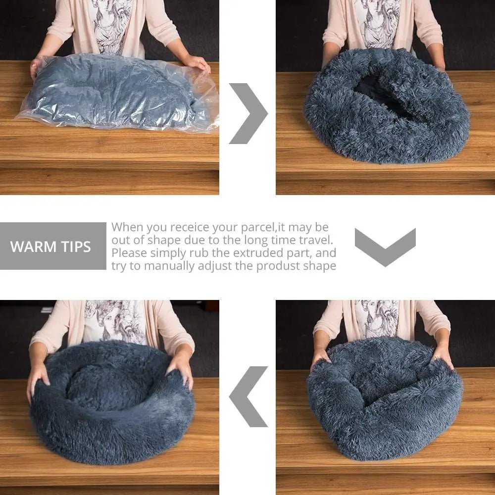 Lit rond pour animaux de compagnie, doux et chaud, tailles 40-90cm, idéal pour chien et chat - EcomStart