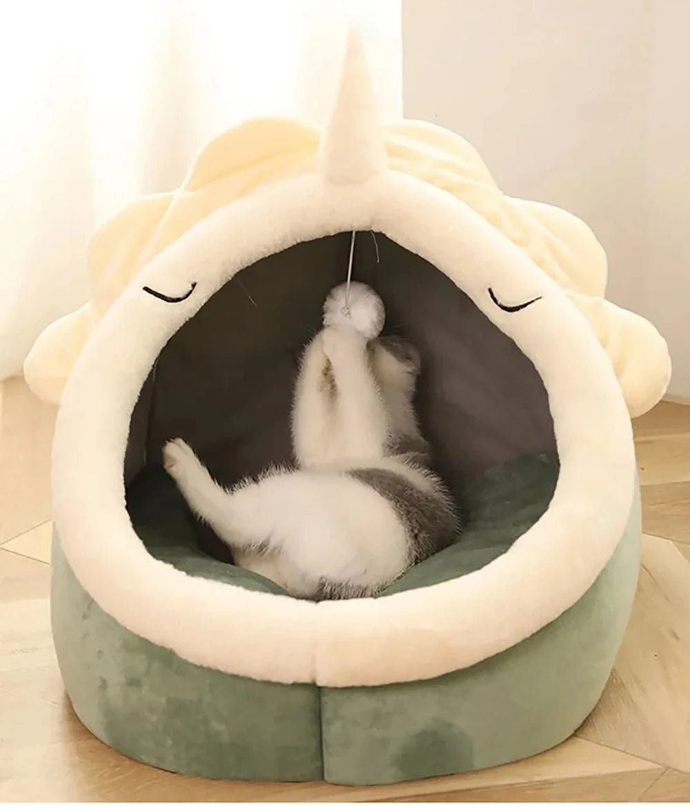 Lit pour animaux de compagnie pliable en forme de grotte, parfait pour petits chiens et chats - EcomStart