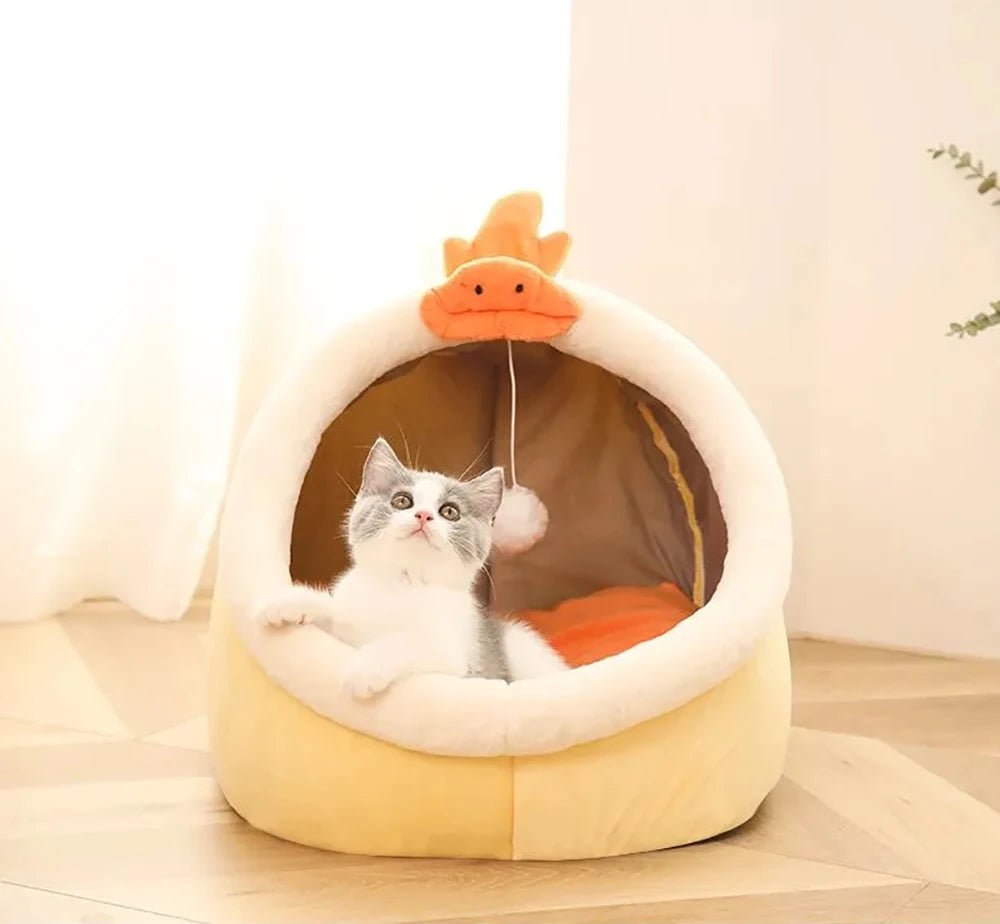 Lit pour animaux de compagnie pliable en forme de grotte, parfait pour petits chiens et chats - EcomStart