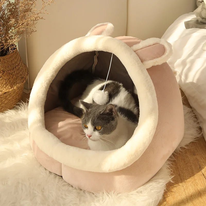 Lit pour animaux de compagnie pliable en forme de grotte, parfait pour petits chiens et chats - EcomStart