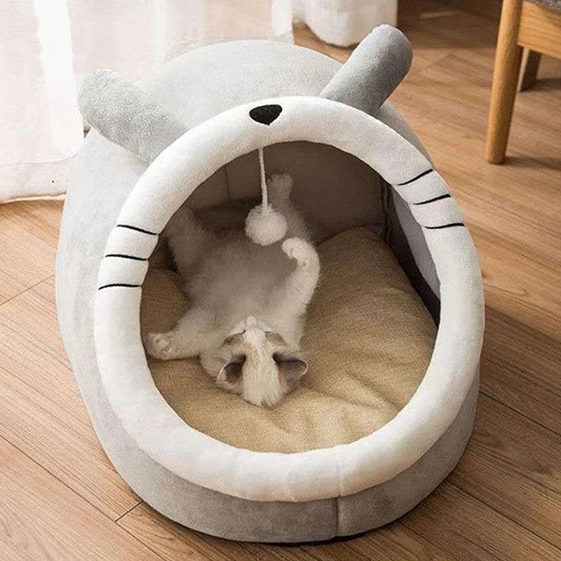 Lit pour animaux de compagnie pliable en forme de grotte, parfait pour petits chiens et chats - EcomStart