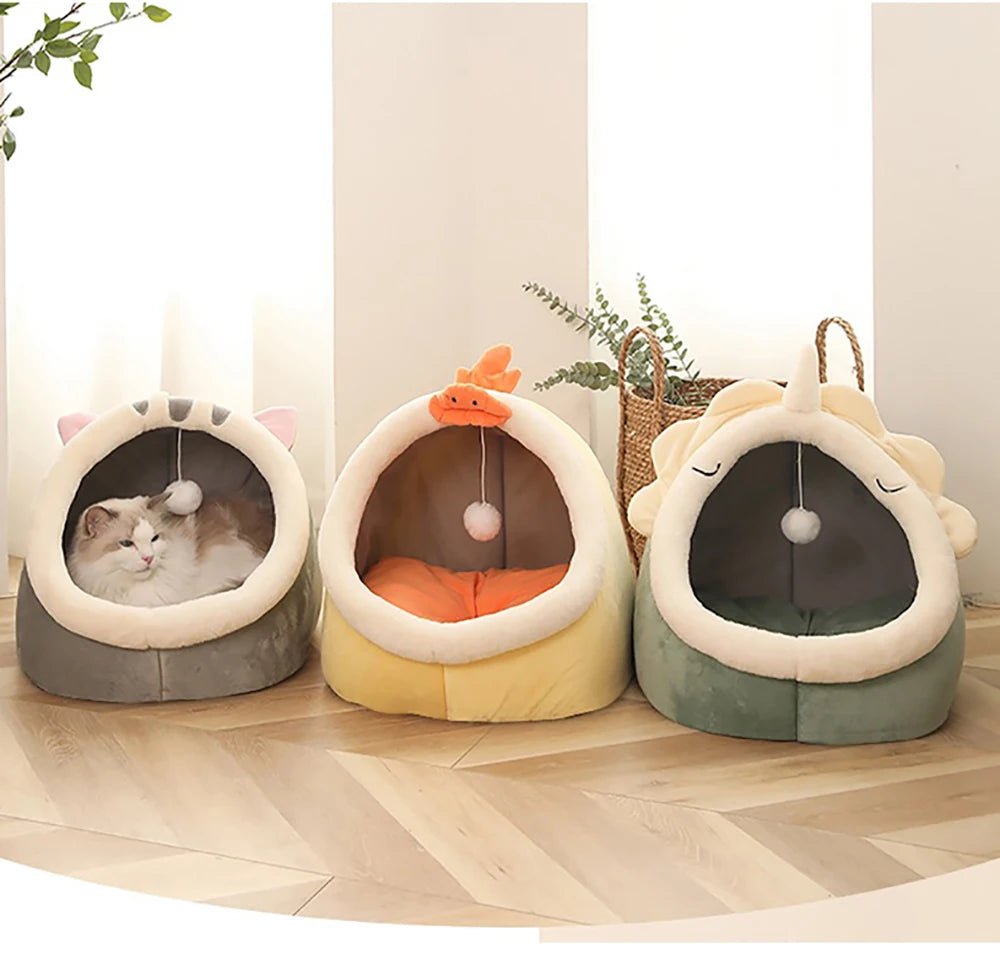 Lit pour animaux de compagnie pliable en forme de grotte, parfait pour petits chiens et chats - EcomStart